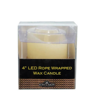 4" 1 Light Battery Operated Warm White LED Ivory Flicker Flame Rope Candle 4