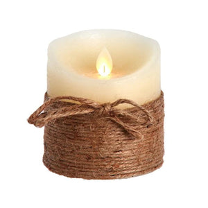 4" 1 Light Battery Operated Warm White LED Ivory Flicker Flame Rope Candle 1