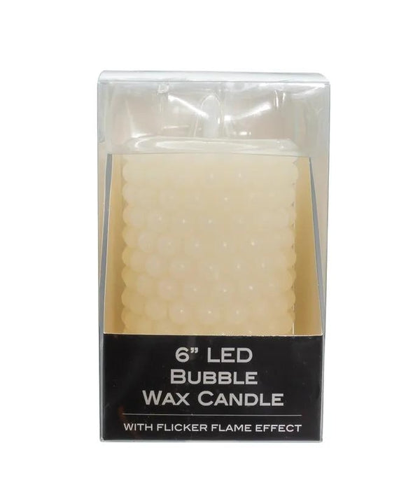 6" 1 Light Battery Operated Warm White LED Ivory Flicker Flame Bubble Candle 3