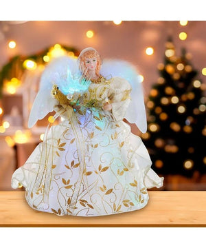 12" Battery Operated Gold Fiber Optic Color Changing LED Angel Tree Topper 5
