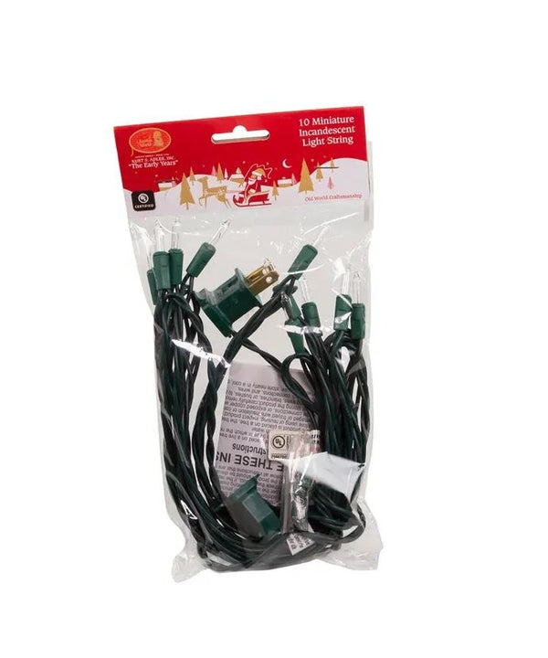 9' 10 Light UL Clear Light Green Wire Light Set In Polybag 3