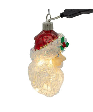 4" Glass Illuminated Gems USB Warm White LED Fairy Light Santa Head Ornament 2