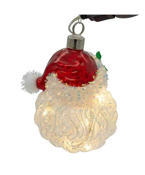 4" Glass Illuminated Gems USB Warm White LED Fairy Light Santa Head Ornament 3