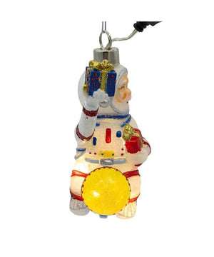 4.75" Glass Illuminated Gems USB Warm White LED Fairy Light Astronaut Santa Ornament 2