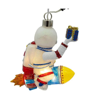 4.75" Glass Illuminated Gems USB Warm White LED Fairy Light Astronaut Santa Ornament 3