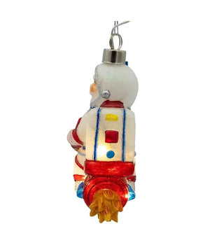 4.75" Glass Illuminated Gems USB Warm White LED Fairy Light Astronaut Santa Ornament 4