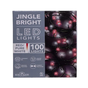 100 Light 16.5' UL Red & Pure White LED Green Wire Jingle Bright™ Light Set 1