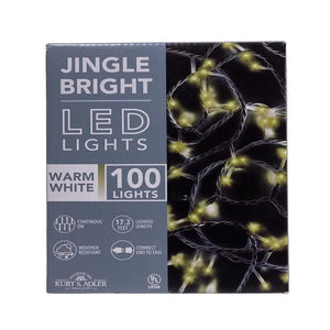 100 Light 16.5' UL Warm White LED White Wire Jingle Bright™ Light Set 1