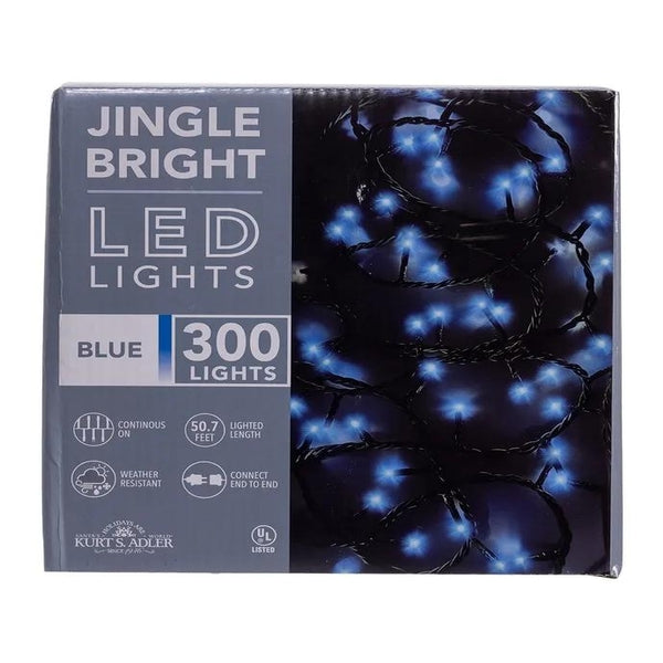 300 Light 49.8' UL Blue LED Green Wire Jingle Bright™ Light Set 1