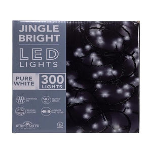300 Light 49.8' UL Pure White LED Green Wire Jingle Bright™ Light Set 1