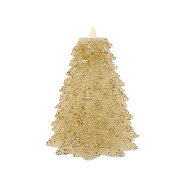 9" 8 Light Battery Operated Warm White LED Gold Flicker Flame Christmas Tree Candle 1