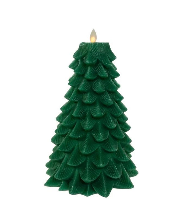 9" 8 Light Battery Operated Warm White LED Green Flicker Flame Christmas Tree Candle 2