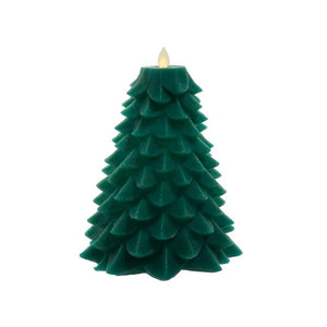 9" 8 Light Battery Operated Warm White LED Green Flicker Flame Christmas Tree Candle 1