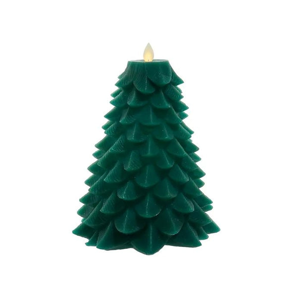 9" 8 Light Battery Operated Warm White LED Green Flicker Flame Christmas Tree Candle 1