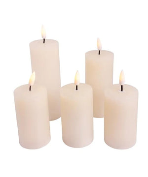 4.5 x 6.9" Battery Operated Warm White LED Flicker Flame Iridescent Glass Candles (5 Pack) 4