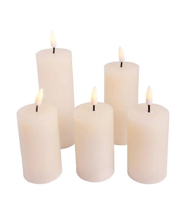 4.5 x 6.9" Battery Operated Warm White LED Flicker Flame Iridescent Glass Candles (5 Pack) 4