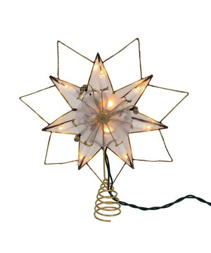 10 Light 9.45" UL 7-Point Gold Glittered Capiz Star Tree Topper 3