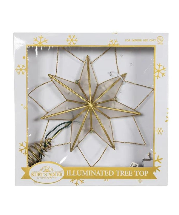 10 Light 9.45" UL 7-Point Gold Glittered Capiz Star Tree Topper 4