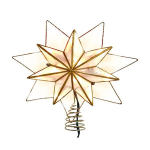 10 Light 9.45" UL 7-Point Gold Glittered Capiz Star Tree Topper 1