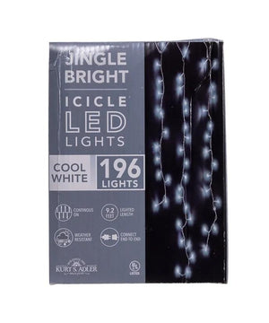 196 Light 9.4' UL Cool White LED Jingle Bright Icicle Light Set 4