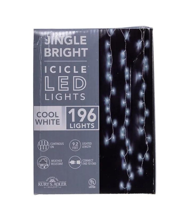 196 Light 9.4' UL Cool White LED Jingle Bright Icicle Light Set 4
