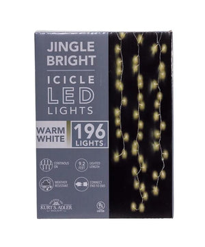 196 Light 9.4' UL Warm White LED Jingle Bright Icicle Light Set 4