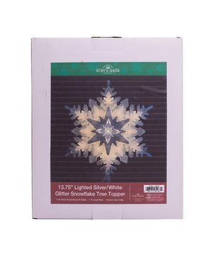 20 Light 13.75" Lighted Silver & White Glittered Snowflake Tree Topper 5