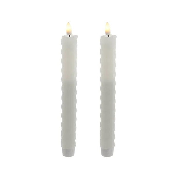 9.7" Battery Operated White LED Flicker Flame Diamond Shaped Taper Candles (2 pack) 1