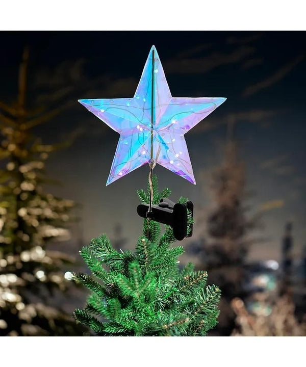 13.25" 15L RGB LED Magical Iridescence Holographic Star Treetop With Remote 5
