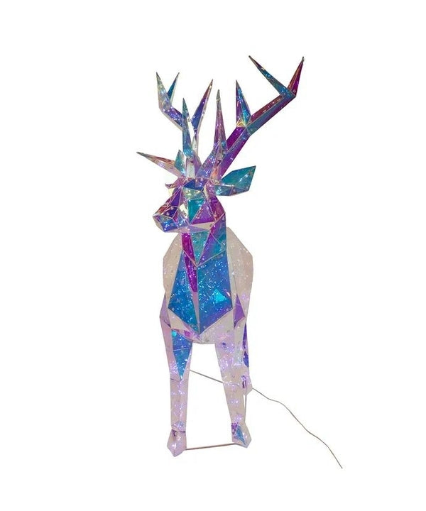 35.4" 500 Light Cool White Multifunction Magical Iridescence Holographic Reindeer 3