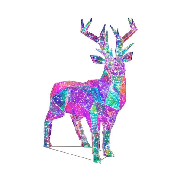 35.4" 500 Light Cool White Multifunction Magical Iridescence Holographic Reindeer 1
