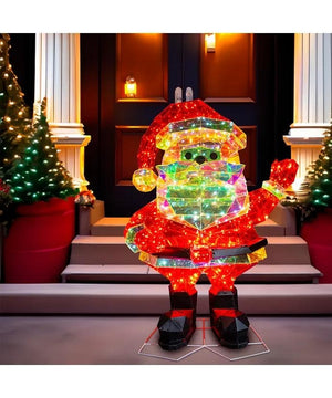 30" 150 Light Warm White Magical Iridescence Holographic Santa 4