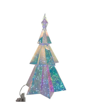 15" 100 Light Cool White Battery Operated Lighted Magical Iridescence Holographic Tabletop Christmas Tree 2