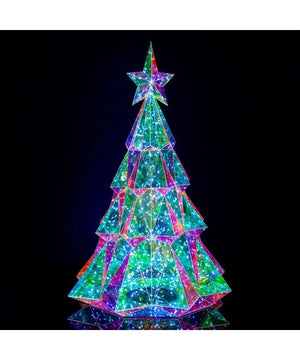 20" 200 Light Cool White Lighted Magical Iridescence Holographic Tabletop Christmas Tree 4