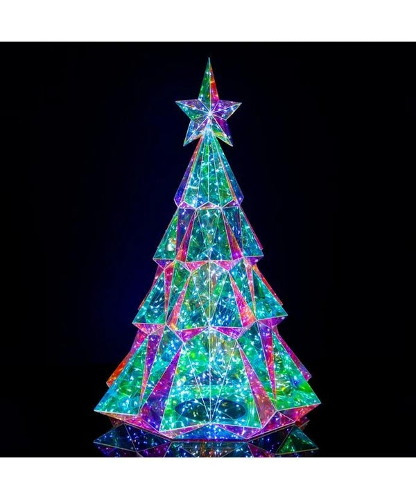 20" 200 Light Cool White Lighted Magical Iridescence Holographic Tabletop Christmas Tree 4