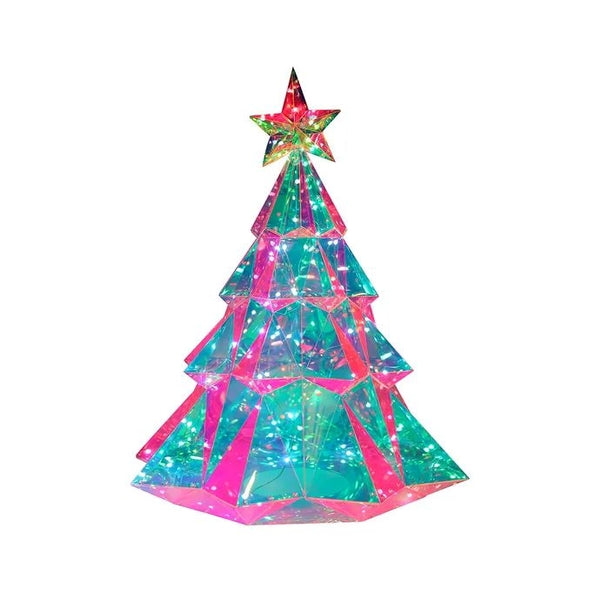 25.5" 80 Light RGB Lighted Magical Iridescence Holographic Tabletop Christmas Tree with Remote 1