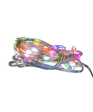 50 Light 16.4' Battery Operated RGB Silver Wire Fairy Light Set with Remote 4