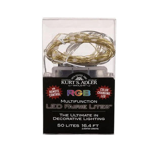 50 Light 16.4' Battery Operated RGB Silver Wire Fairy Light Set with Remote 1