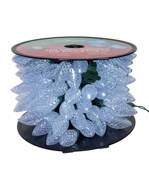 100 Light 66' Cool White LED Faceted C9 String Lights On Spool 2