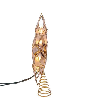 10 Light 9.25" Clear LED Gold Capiz Star Tree Topper 2