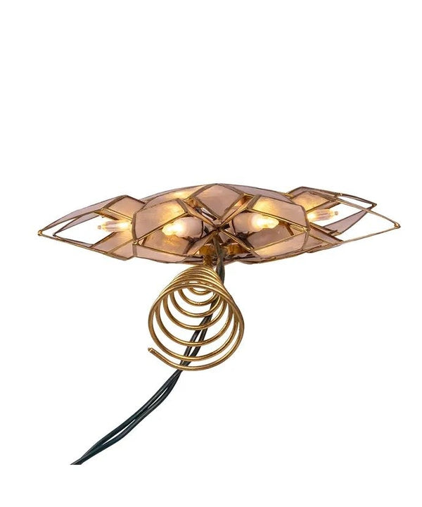 10 Light 9.25" Clear LED Gold Capiz Star Tree Topper 3