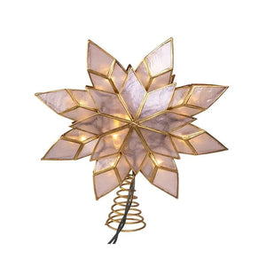10 Light 9.25" Clear LED Gold Capiz Star Tree Topper 1