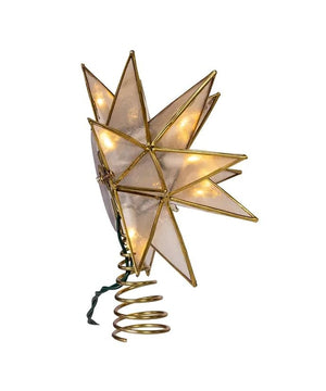10 Light 8.25" UL LED 15-Point Gold Sputnik Capiz Tree Topper 2