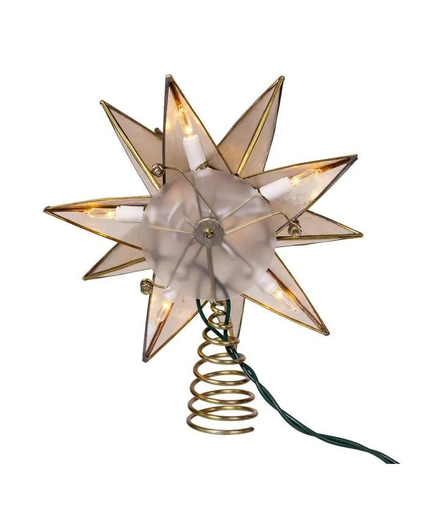 10 Light 8.25" UL LED 15-Point Gold Sputnik Capiz Tree Topper 3