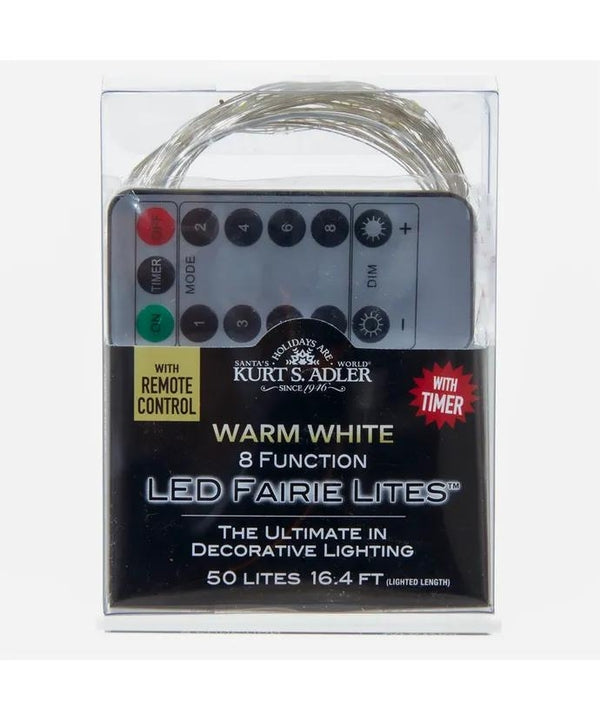 16.4' Battery 50 Light Operated Multifunction Warm White Fairy LED Silver Wire Light Set with Remote 2