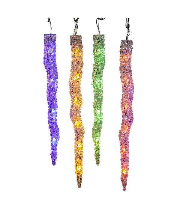 60 Light 7' Multifunction Multicolor & Warm White LED Icicle String Light With Remote 2