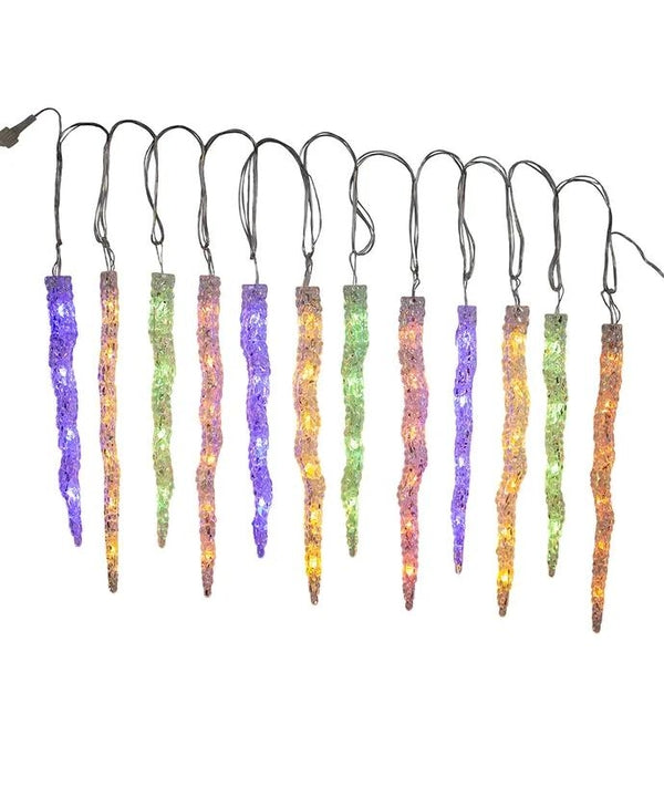 60 Light 7' Multifunction Multicolor & Warm White LED Icicle String Light With Remote 3