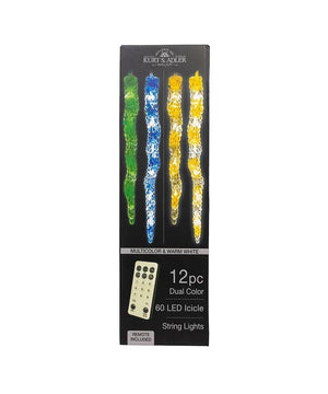 60 Light 7' Multifunction Multicolor & Warm White LED Icicle String Light With Remote 4
