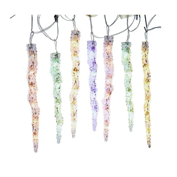 60 Light 7' Multifunction Multicolor & Warm White LED Icicle String Light With Remote 1