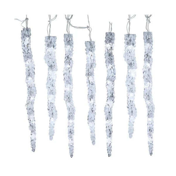 60 Light 7' Multifunction Pure White & Warm White LED Icicle String Light With Remote 1